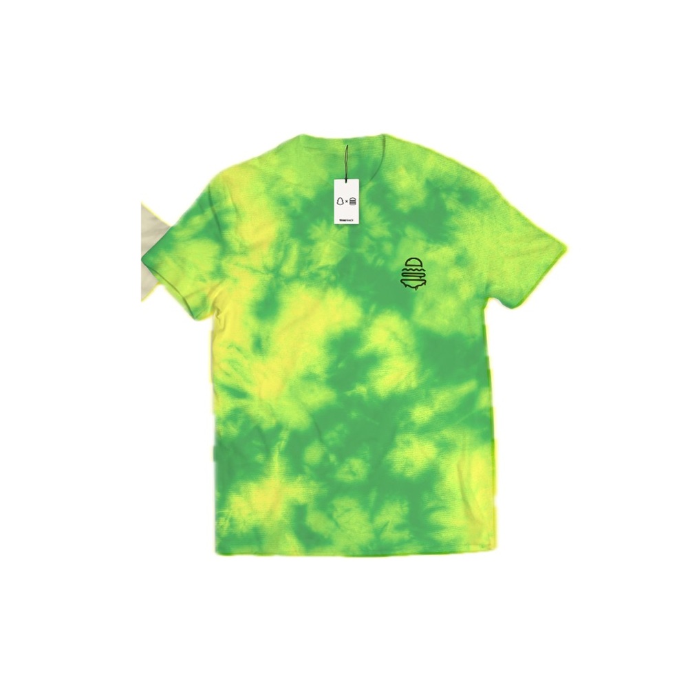 (NWOT) Snap Shake Neon Tie-Dye Graphic Crewneck  Unisex T-Shirt (Green/Yellow)